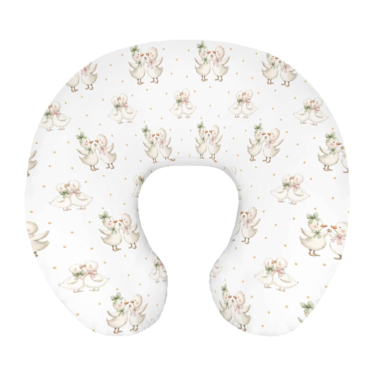 Wicbfdfv Cute Geese Duck Bows Pink Green Nursing Pillow Cover