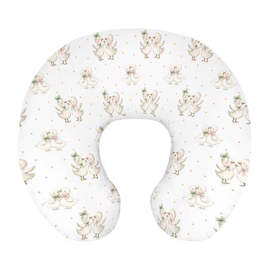 Wicbfdfv Cute Geese Duck Bows Pink Green Nursing Pillow Cover