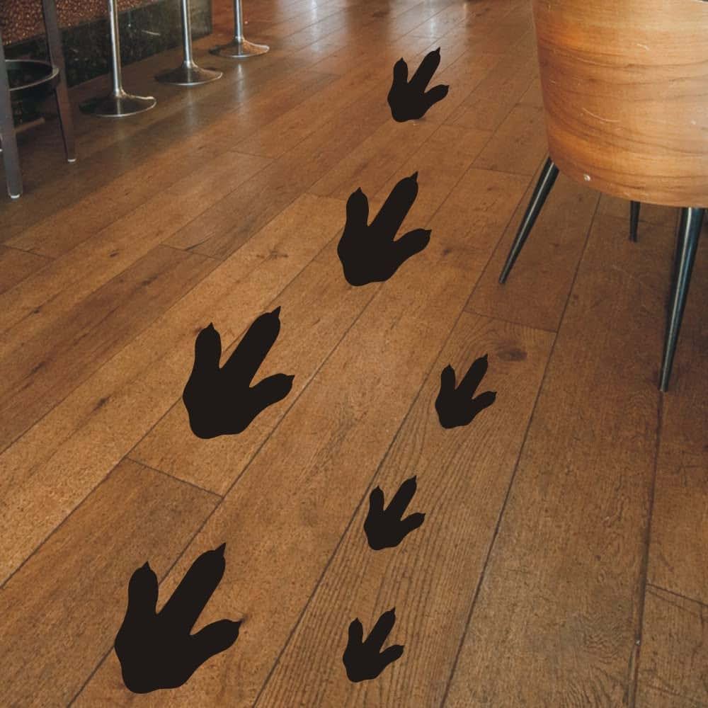 Dinosaur Footprint Wall Decals Set - Removable Vinyl Tracks for Kids Room Decor