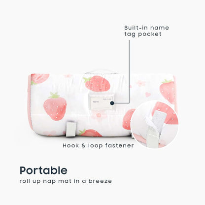 Wake In Cloud Toddler Nap Mat With Pillow And Blanket In Strawberry Design