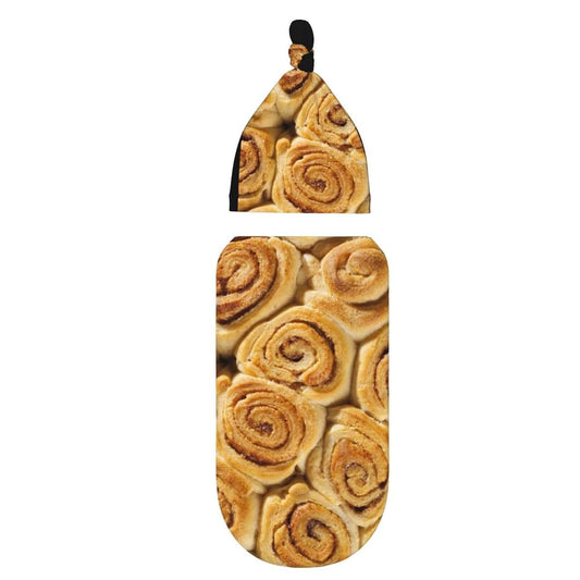 ZIAYQWP Cinnamon Roll Baby Stuff Swaddle Blanket with Beanie Set, Soft Baby Blankets Newborn Sleeping Sacks for Girls