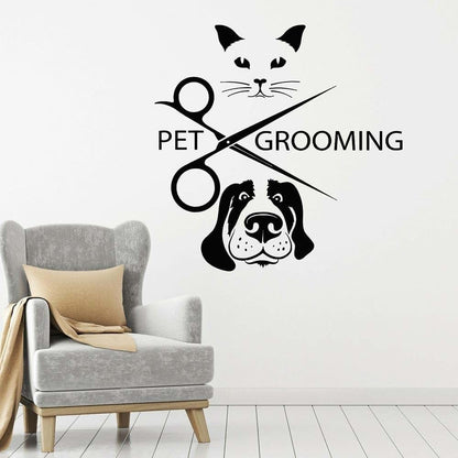PODODO Grooming Salon Vinyl Wall Decal, Cat and Dog Pet Sticker