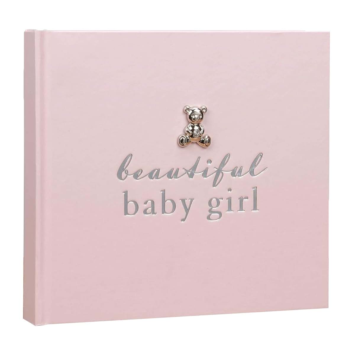Widdop and Co Baby Girl Photo Album with Silver Teddy Attachment