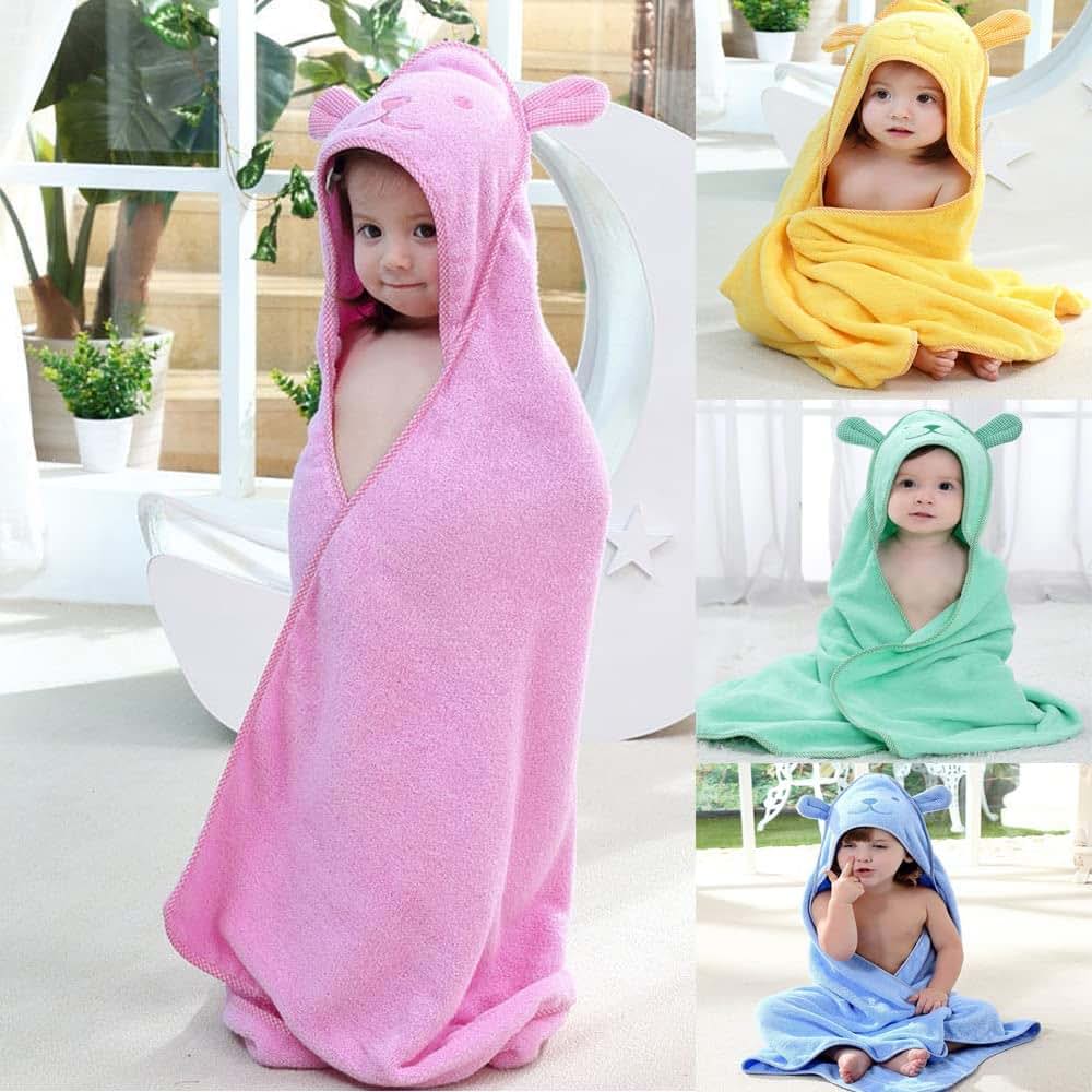 BayLeo Baby Hooded Toddler Towel with Bear Ear- Soft and Thick 100% Cotton Bath Set for Kids Girls Boys Infant and
