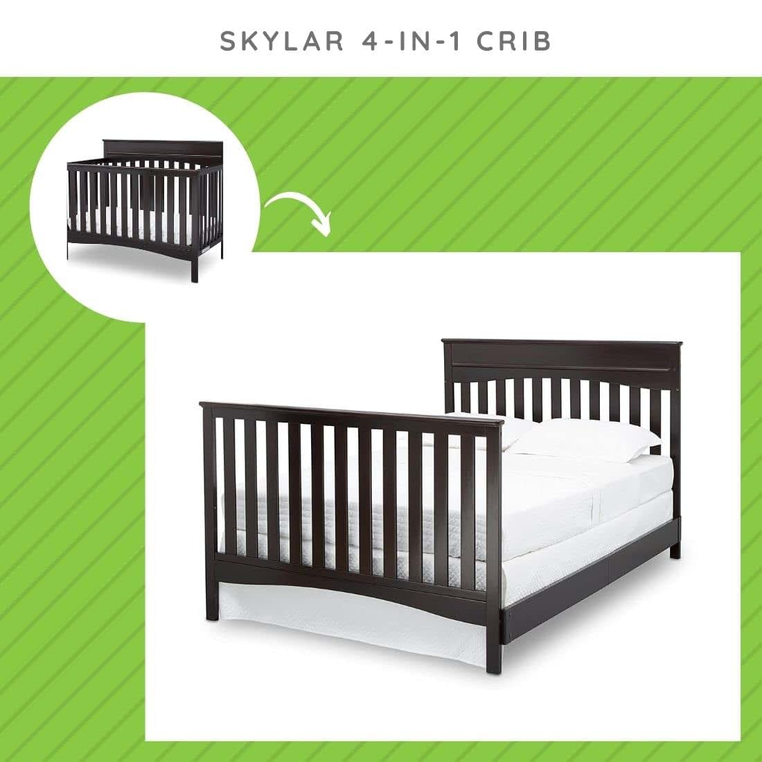 Delta Children Solid Wood Conversion Kit Bed Rails for Skylar Crib Full Size