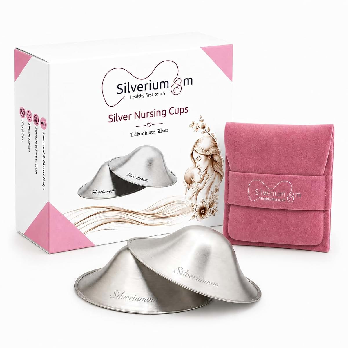 Silveriumom Healthy first touch Silveriumom Silver Nursing Cups, Nipple Shields & Covers for Breastfeeding