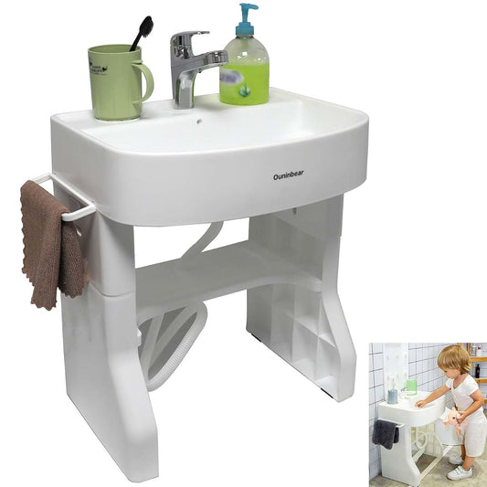 HongK- Early Training Learning Plastic Wash Basin For Child Kids Baby Toddler Simulation Towel Shelf Wash Hand Care