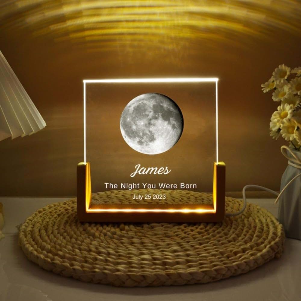 Zymech Personalized Moon Phases Crystal Night Light