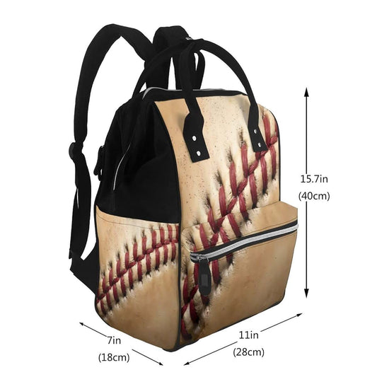 BabyOneStop Vintage Baseball Pattern Mummy Backpack Diaper Bag With Waterproof Twill Canvas
