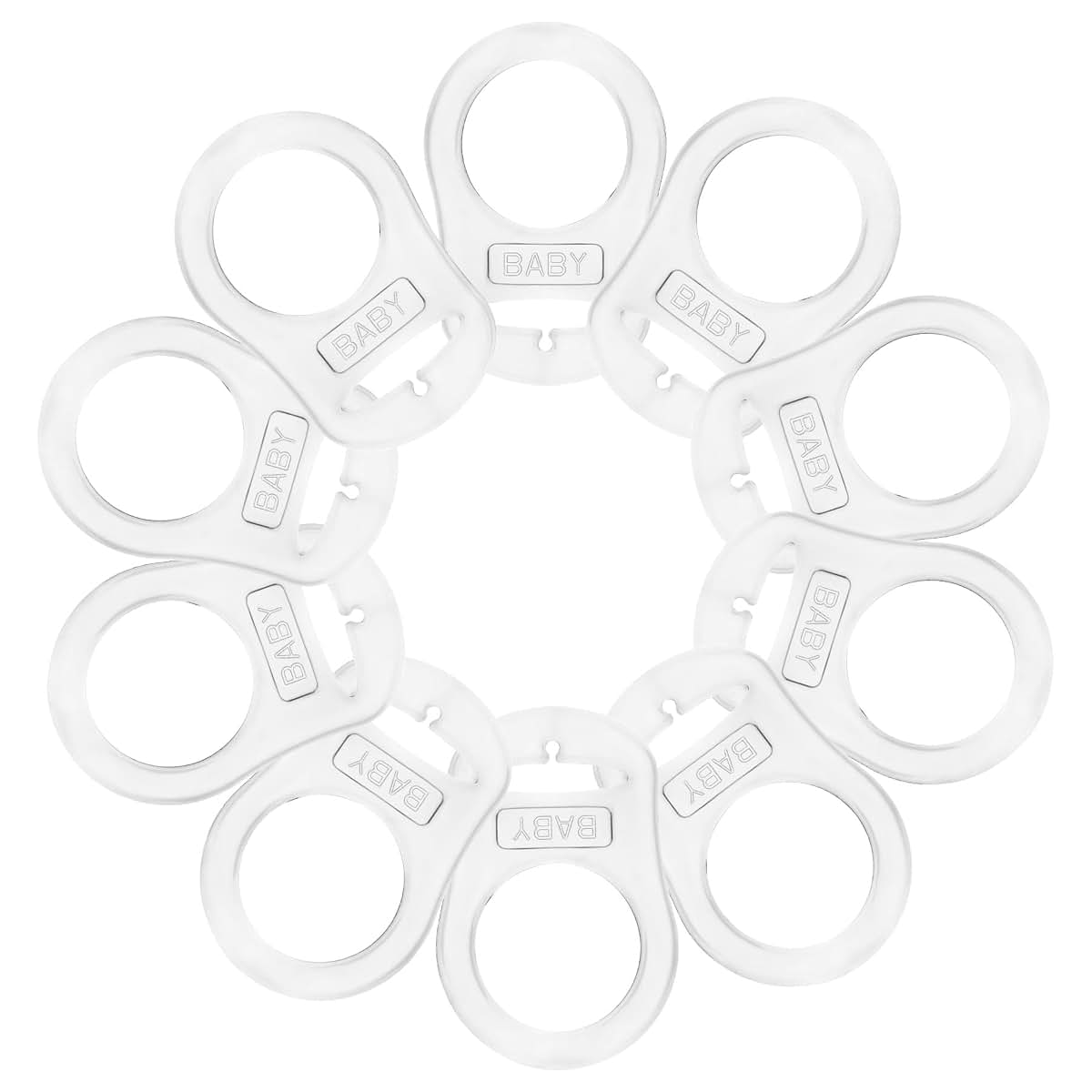 Auear Silicone Adapter Rings For Pacifier Clips, 10 Pack
