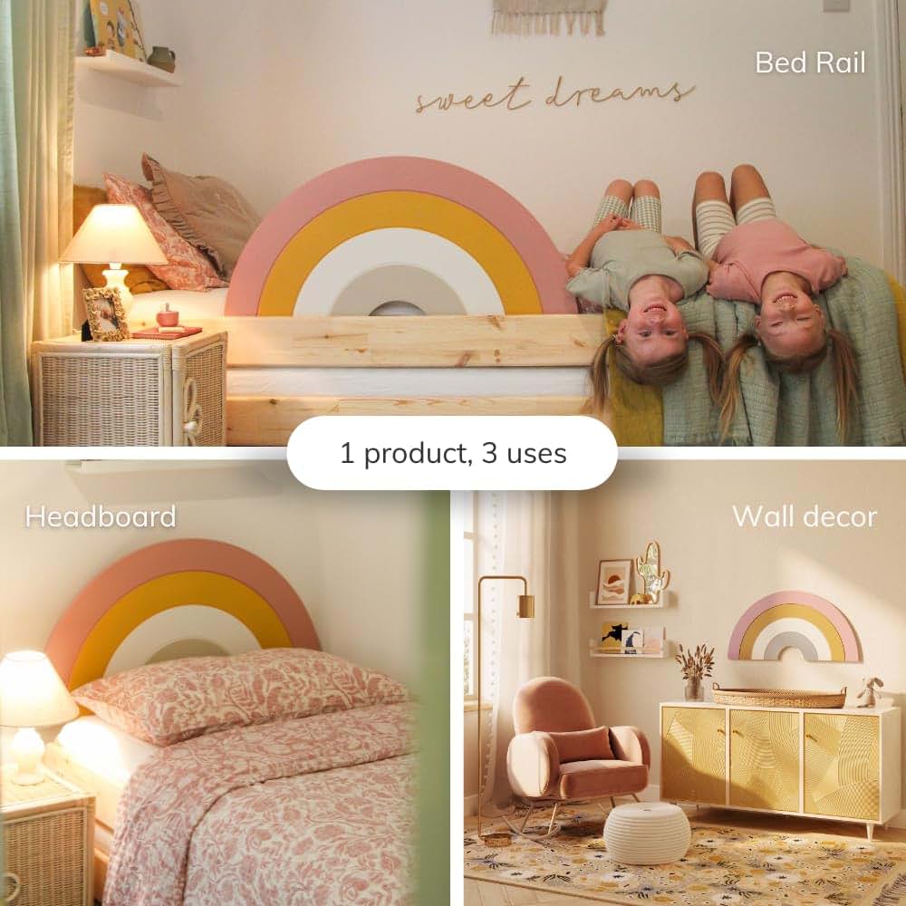 Meamel Premium 3-in-1 Toddler Bed Rail and Decor Guard