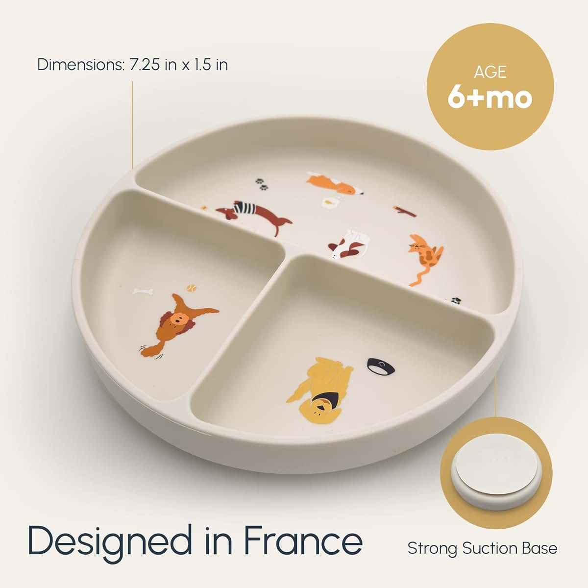 Studio Merveille Silicone Suction Plates with Dividers - Grip Plates for Babies 6-12 Months and Toddlers 1-3, Toddler (photo 2)