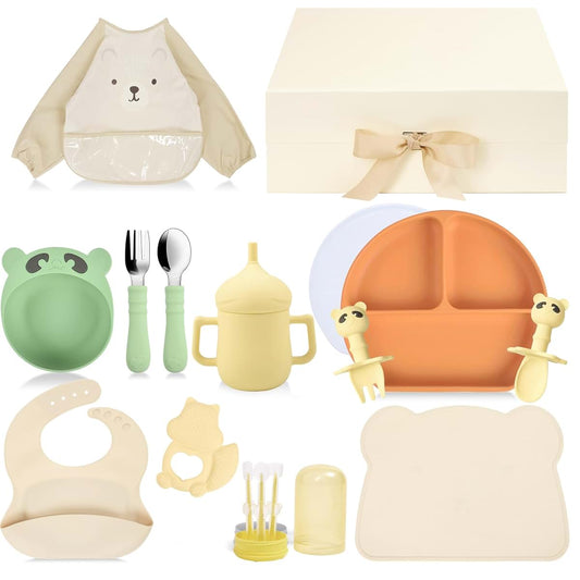 Baby Utensils Set – Feeding Essentials Silicone and Stainless Steel Gift Kit