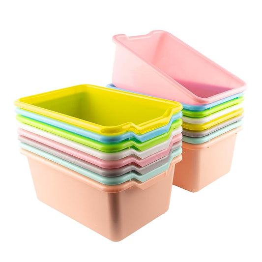 Bryfvox 16 Pcs Plastic Cubby Bins In Candy Colors