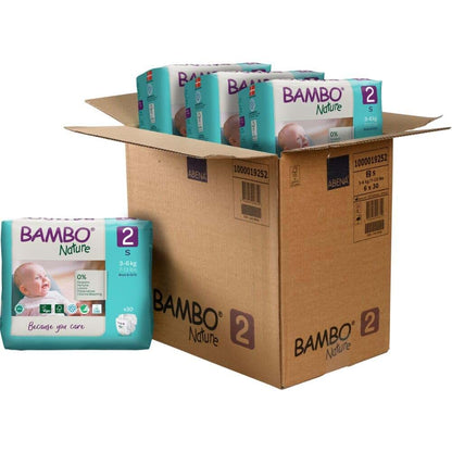 Bambo Nature Baby Diapers, Size 2, 180 Count, Super Absorbent with Wetness Indicator