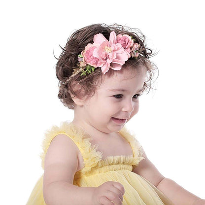 Yheahin Baby Girls Flower Nylon Headband - Pink Stretchy Floral Hair Accessory for Newborn to Toddler
