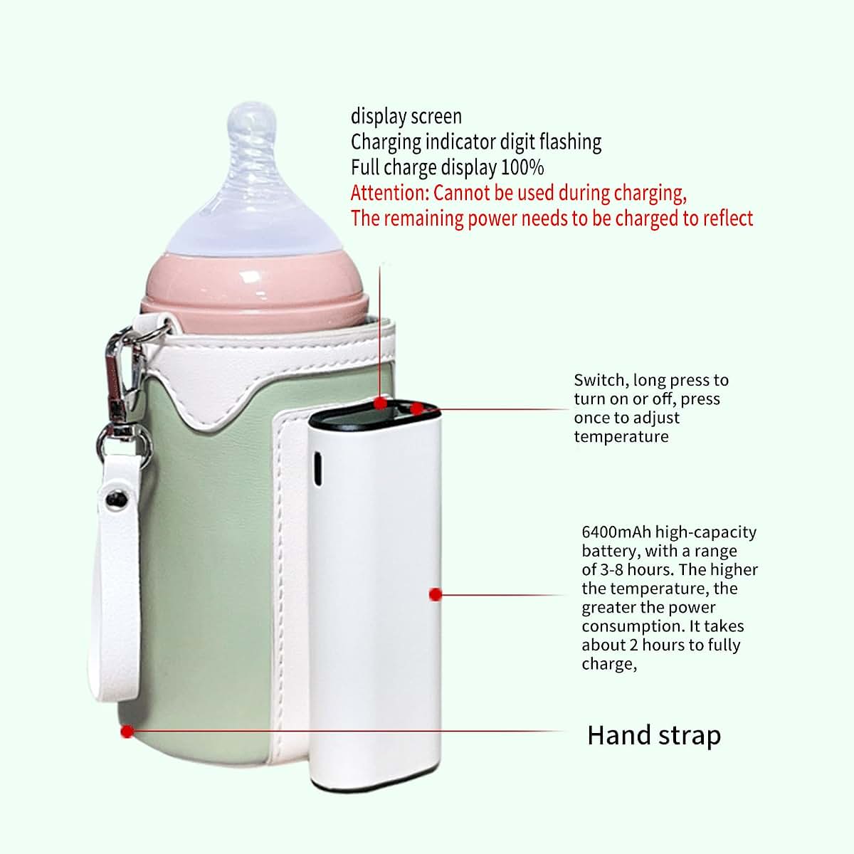 REDYY Wireless Bottle Warmer USB Rechargeable Heating Bag (photo 3)
