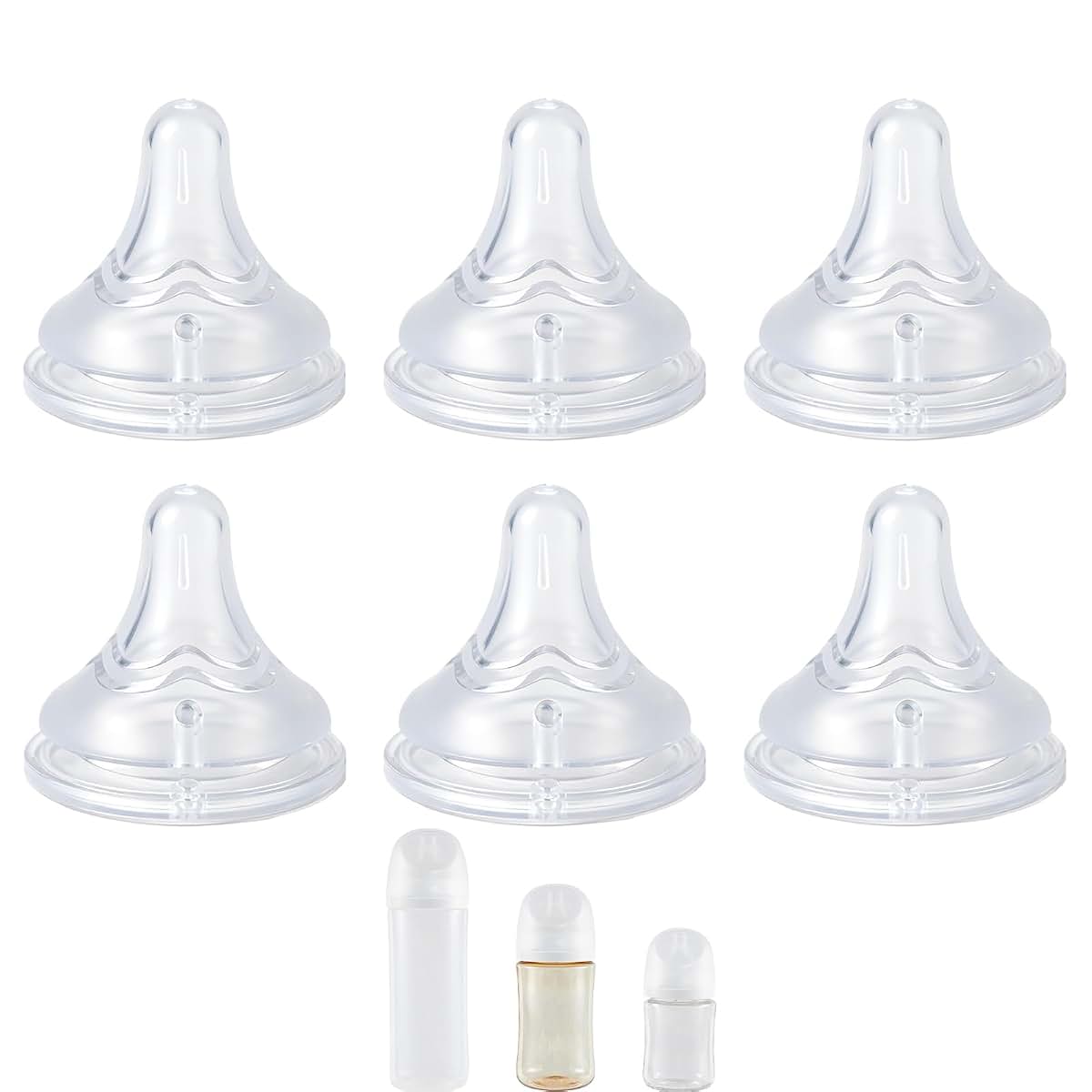 Honeykin Replacement Nipples Compatible with Pigeon Baby Bottles, Soft Silicone Baby Bottle Nipples, Super Slow Flow