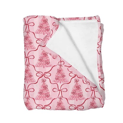 Selgkds Preppy Pink Trees Bows Christmas Baby Blanket 60x80 Inch