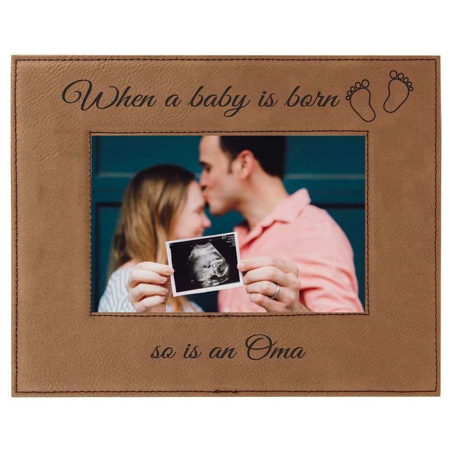 CustomGiftsNow When a Baby is Born so is an Oma Laser Engarved Faux Leather Dark Brown Leatherette Wall