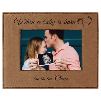 CustomGiftsNow When a Baby is Born so is an Oma Laser Engarved Faux Leather Dark Brown Leatherette Wall
