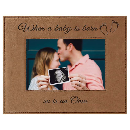 CustomGiftsNow When a Baby is Born so is an Oma Laser Engarved Faux Leather Dark Brown Leatherette Wall
