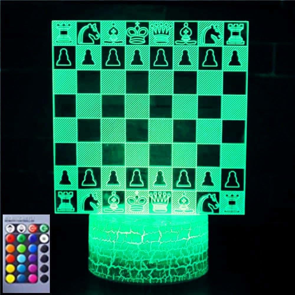 Jinnwell 3D Chess Night Light Lamp, 16 Color Changing Touch Control with USB Cable