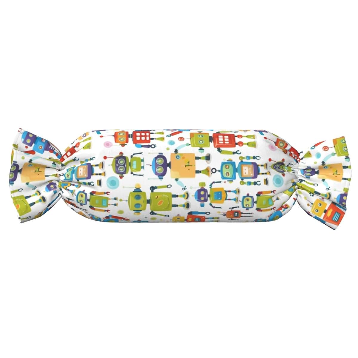Bkdogkt Cartoon Robot Print Candy Cylindrical Pillow