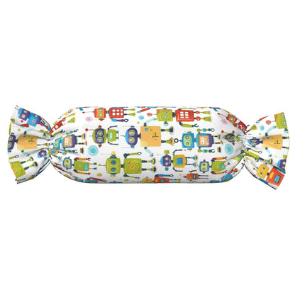 Bkdogkt Cartoon Robot Print Candy Cylindrical Pillow