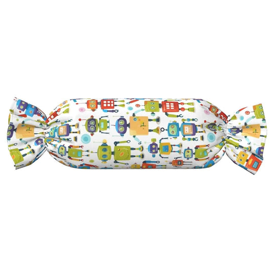 Bkdogkt Cartoon Robot Print Candy Cylindrical Pillow