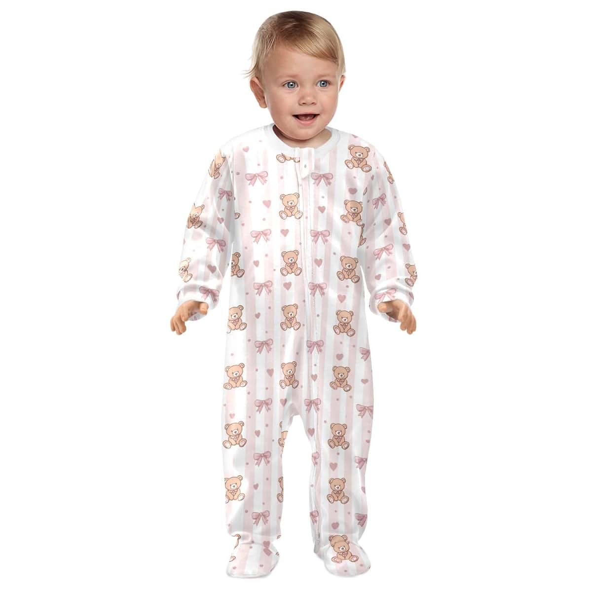 Baby One-Piece Footies Green Crocodiles Infant Zip Front Romper Pajamas