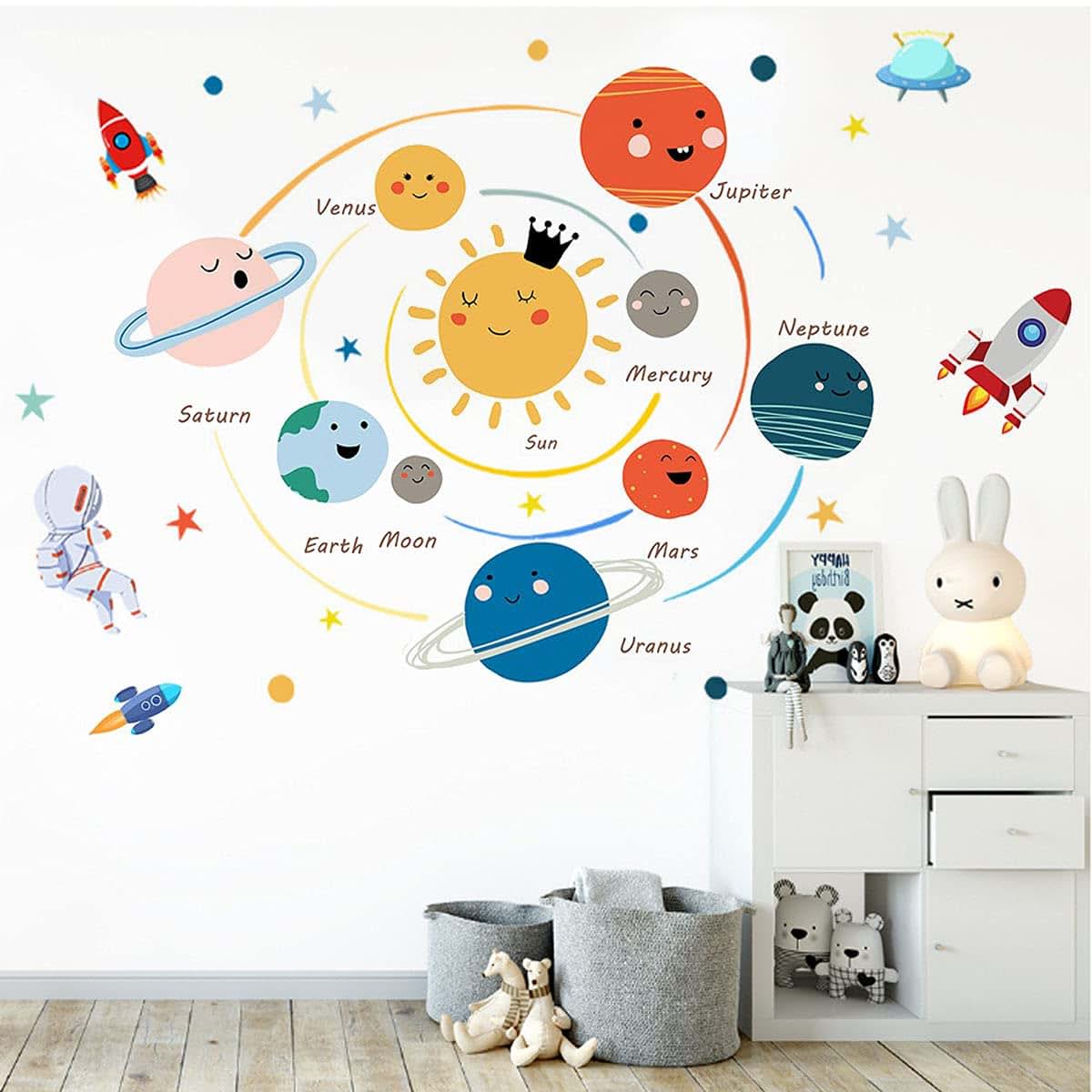 BabyOneStop Space Planet Kids Wall Stickers Large Educational Peel & Stick Decals