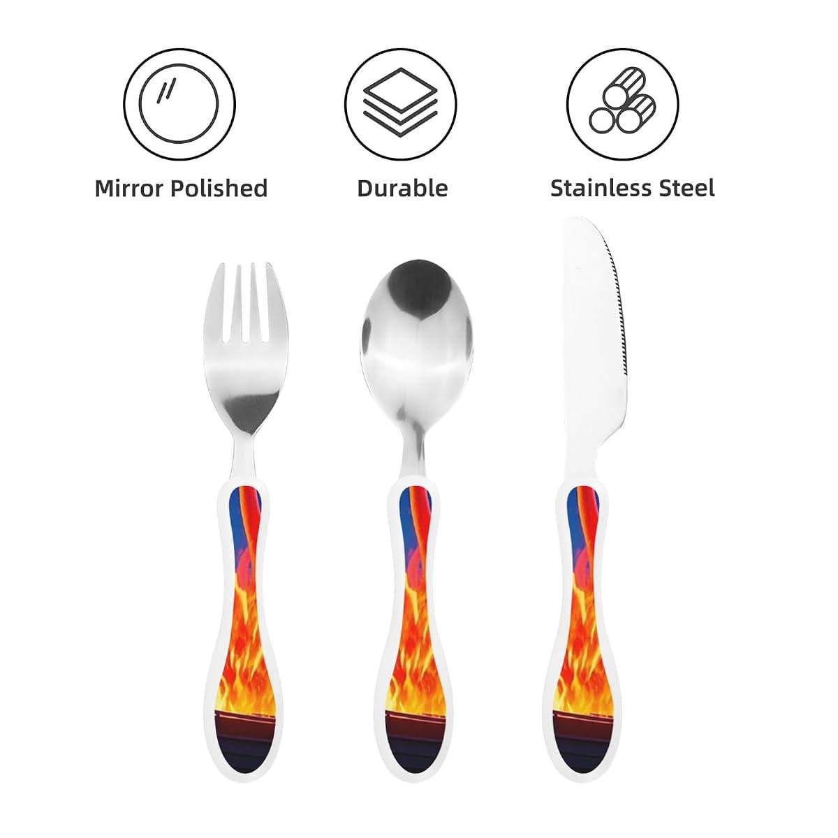 Ddtklsnv 3-Piece Kids Silverware Set With Storage Case Boats And Flamingos (photo 3)