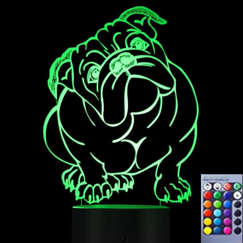 Jinnwell 3D French Bulldog Illusion Night Light With 16 Color Changing Modes