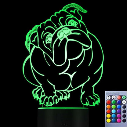 Jinnwell 3D French Bulldog Illusion Night Light With 16 Color Changing Modes