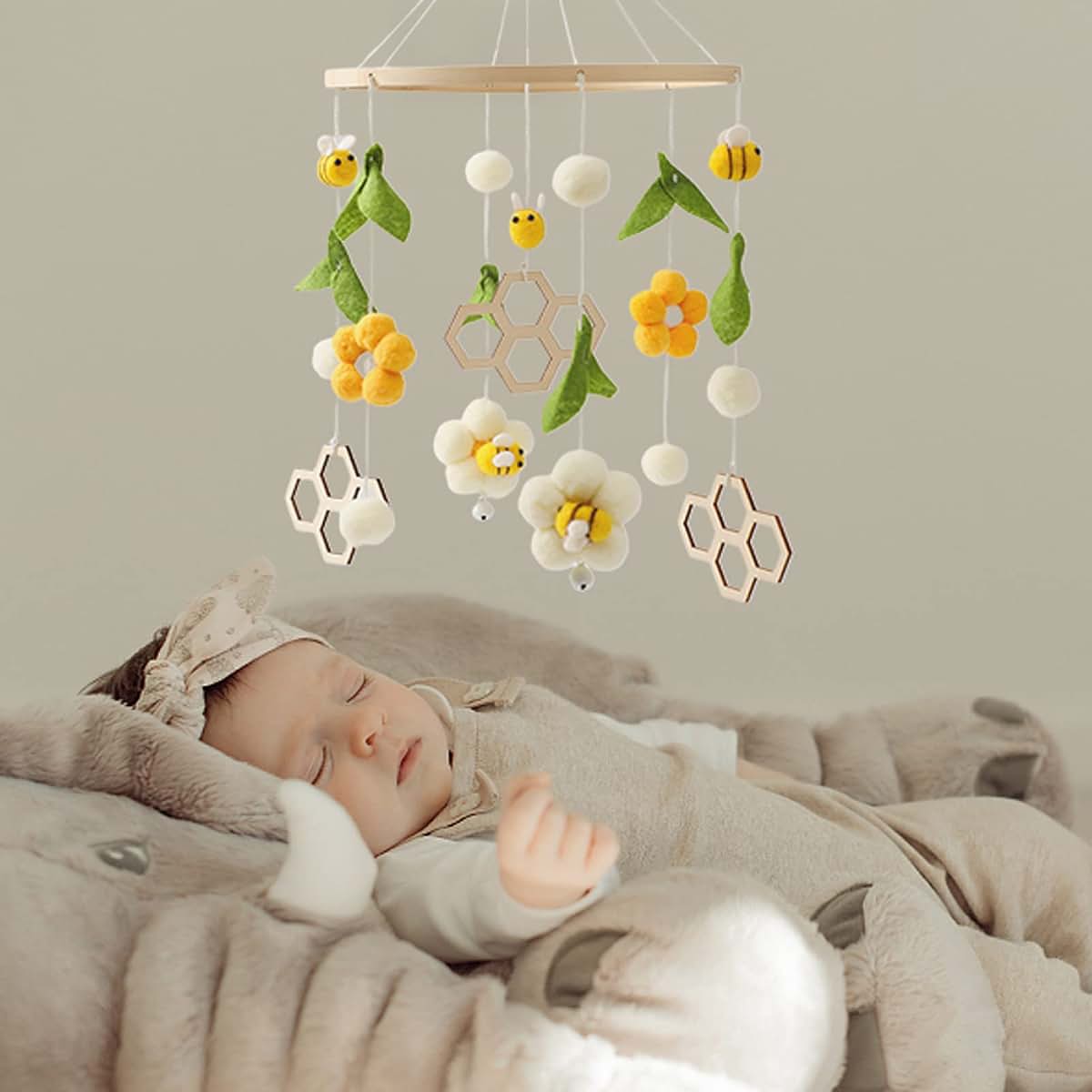 Baby Mobile for Crib Nursery Decor Felt Ball Decoration