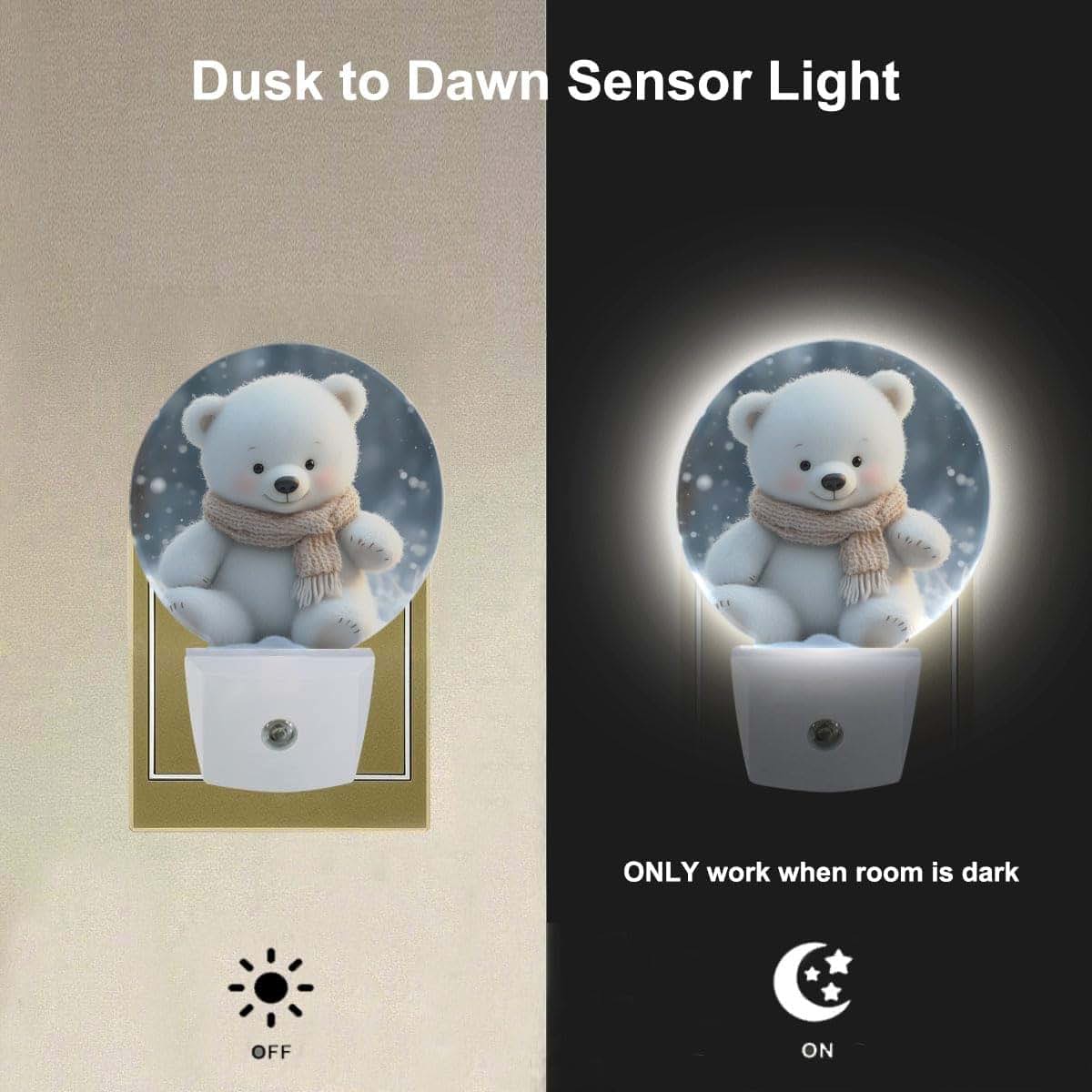 EKOBLA Cute Bear Night Light, Plug in Nightlight with Dusk to Dawn Sensor (photo 2)