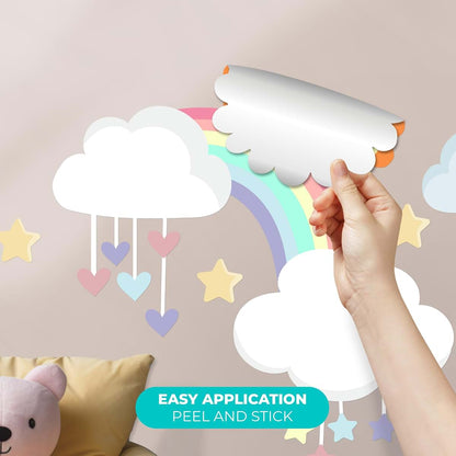 Sun, Rainbow & Clouds Wall Decal for Bedroom and Playroom Decor, 40W x 34H