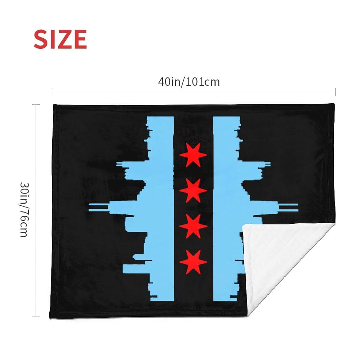 FULVO Baby Blanket Chicago Flag Skyline Baby Swaddle Blankets 30"X 40" Blanket Shower Gifts Toddler Bedding (photo 3)