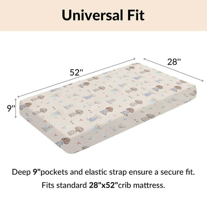 Cstdyfrv Cute Dogs Paws Bows Crib Sheet Puppy Pattern Polyester (photo 4)