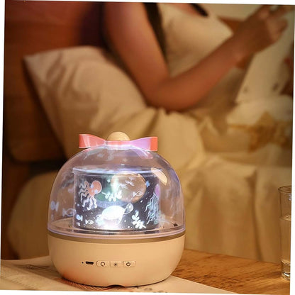 Uonlytech LED Projector Night Light Lamp, Rechargeable, ABS, 6 Films, White, Portable