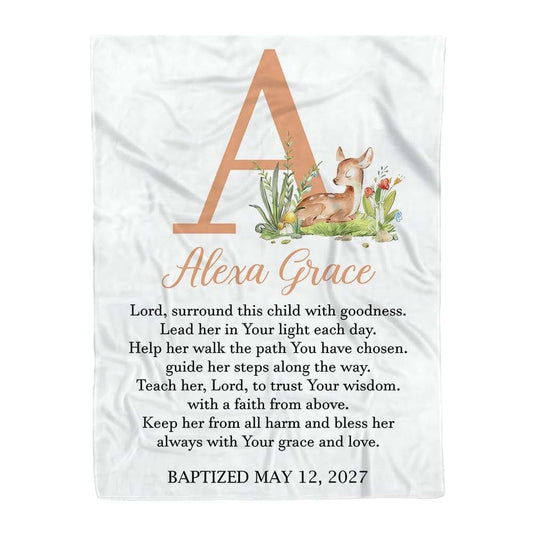 ZEBRA88 Baby Christening Blanket with Name – Personalized Baptism Gift for Boys and Girls, Christian Religious