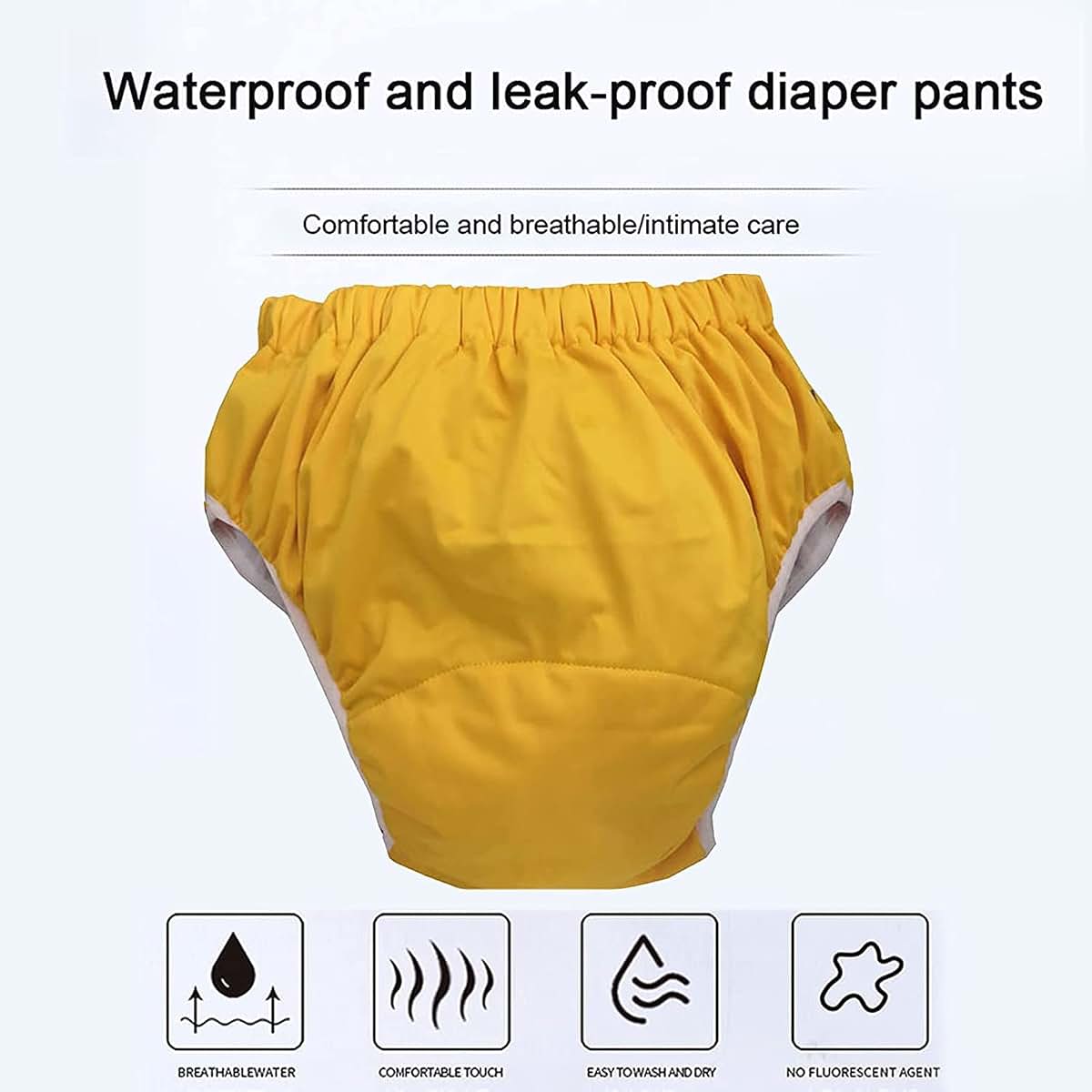 DACUN Reusable Adult Cloth Nappy Leak Protection Diaper Small Yellow