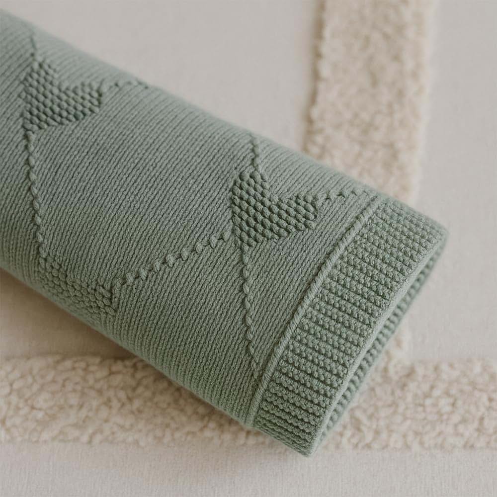 LullabyMall Baby Knit Blanket With Embossed Heart Pattern In Beige (photo 3)