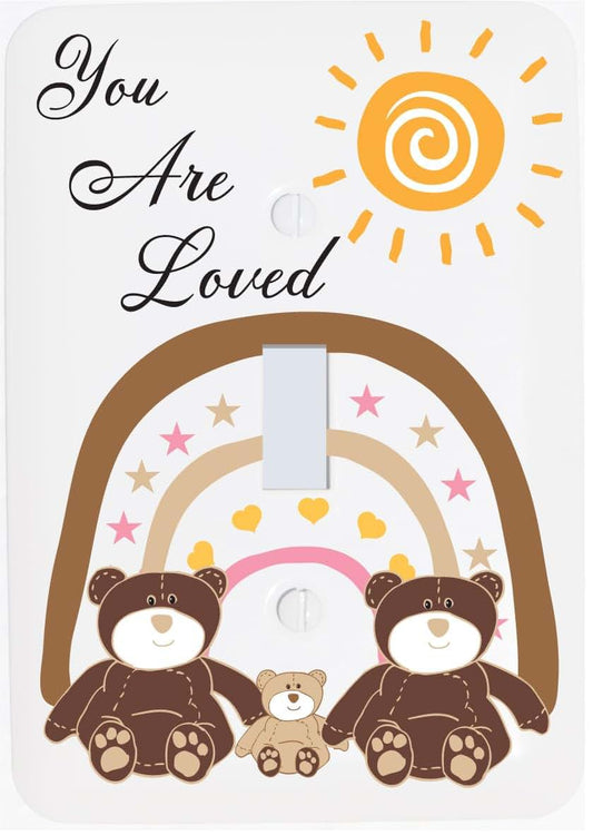 Presto Light Switch Plate Covers You Are Loved Teddy Bear Boho Sun And Rainbow Girls Single Toggle