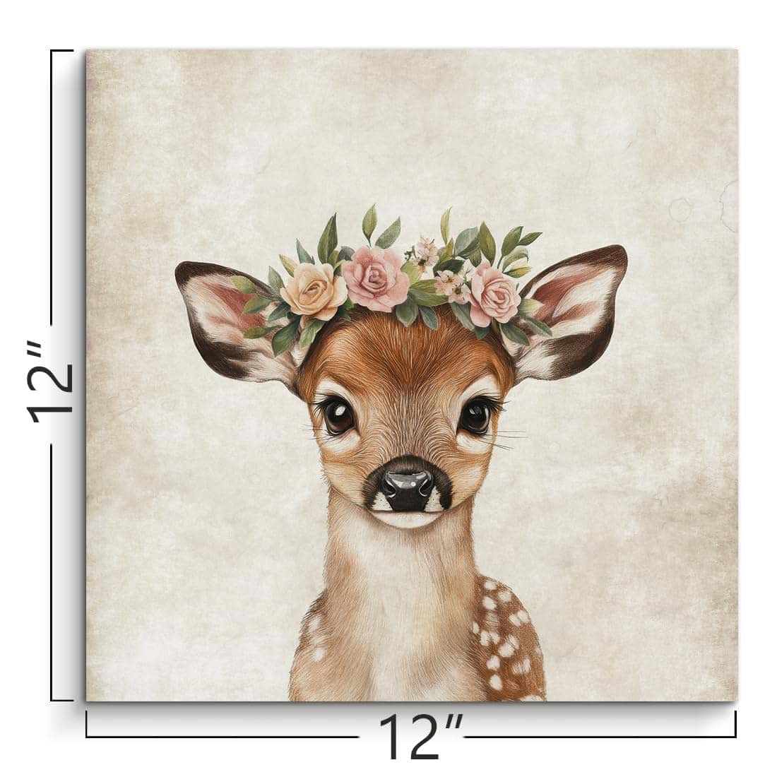 ORIDOMY Cute Deer Wall Art for Baby Nursery 12x12 Canvas Print