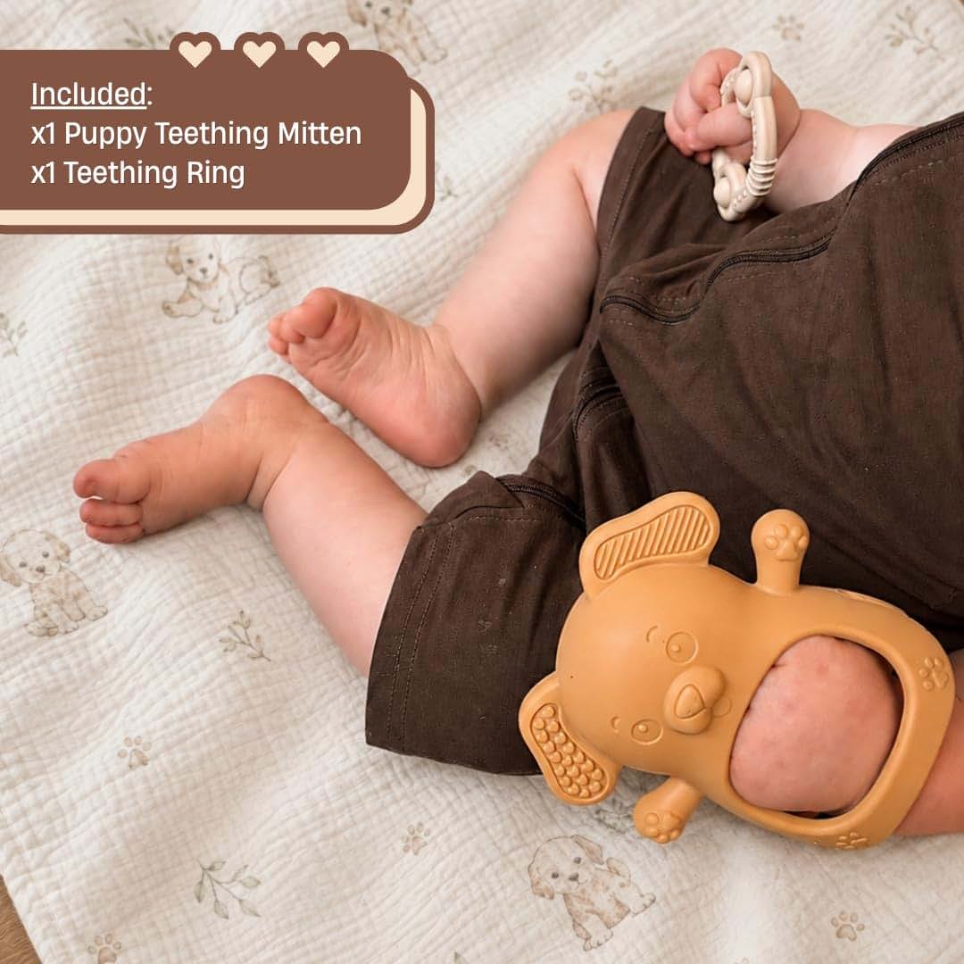 Next Little Baby Teether Set, Anti-Drop Silicone Teething Mitt & Pop Sensory Teething Ring, Hand Wrist Baby Teether (photo 2)
