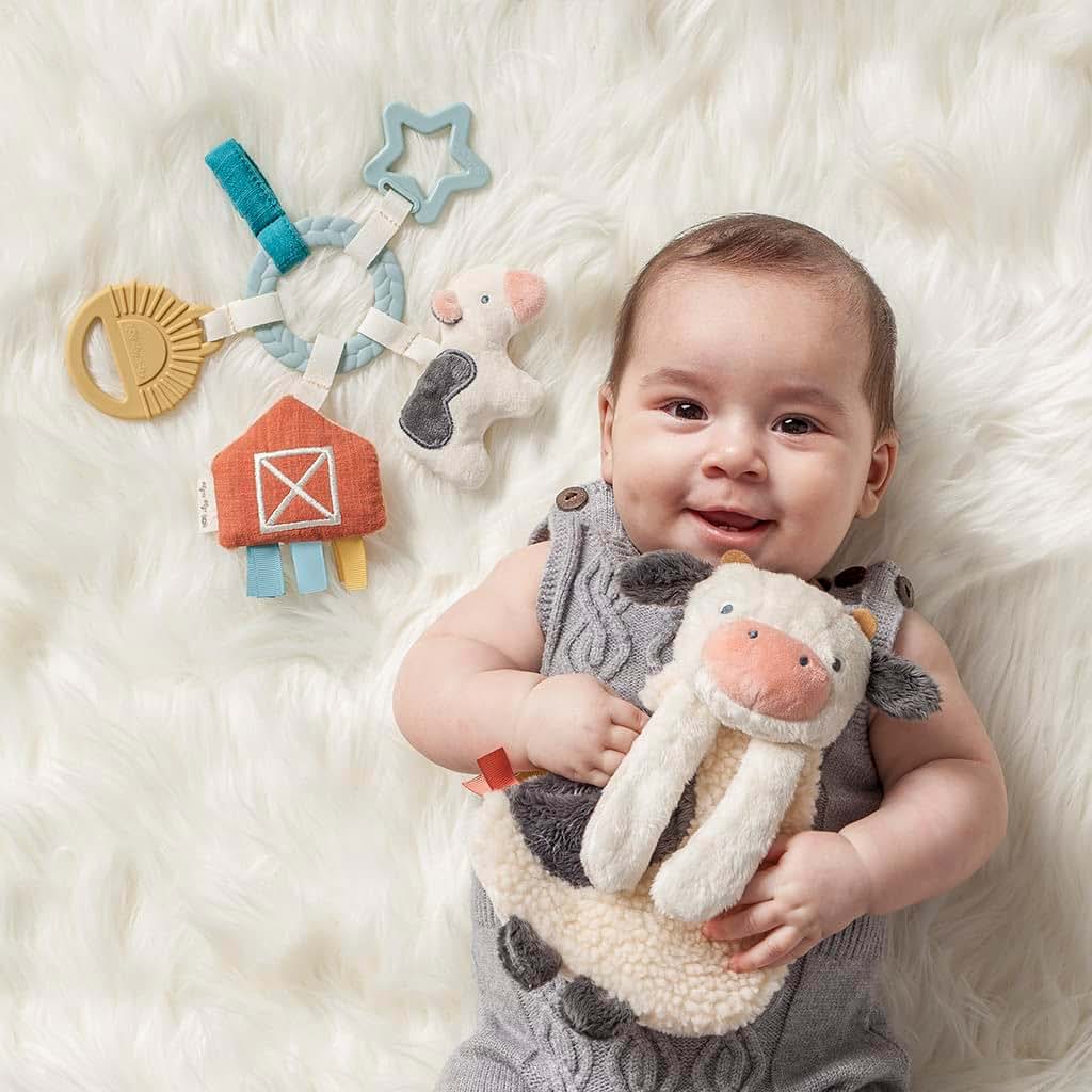 Itzy Ritzy Farm Toy Gift Set - Cow Lovey & Busy Ring