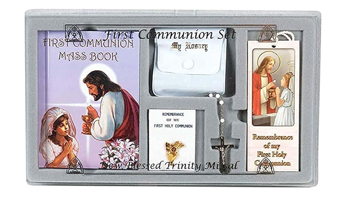 Communion Gifts First Set with Rosary and Mass Book (Pink)