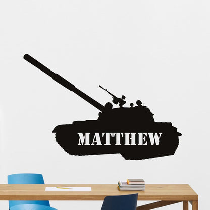 CarolGreyDecals Personalized Tank Wall Decal Military Custom Name Panzer War Battle Car Vehicle US Army Force Stencil